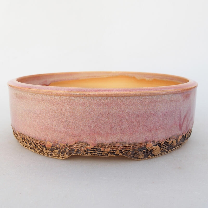 Ceramic bonsai bowl 18 x 18 x 5 cm, pink color