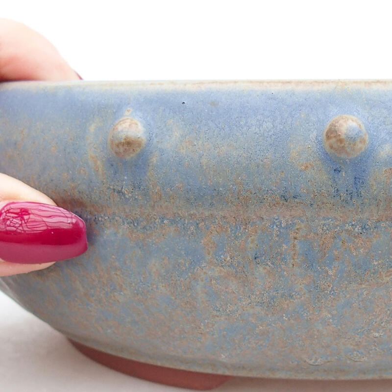 Ceramic bonsai bowl 18 x 18 x 6.5 cm, blue