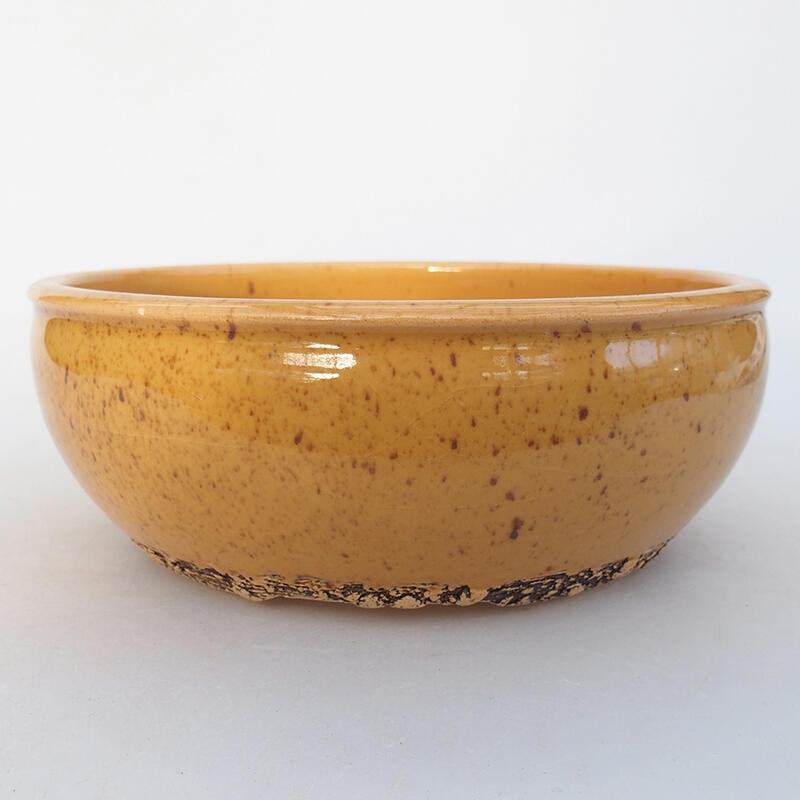 Ceramic bonsai bowl 18 x 18 x 6.5 cm, yellow color