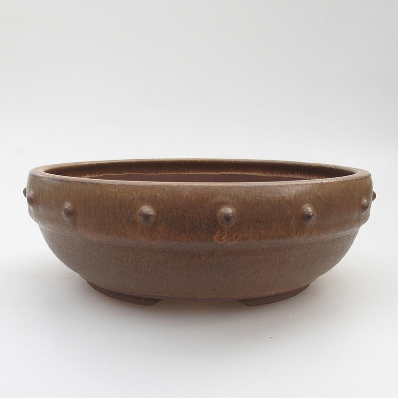 Ceramic bonsai bowl 18 x 18 x 6 cm, color brown