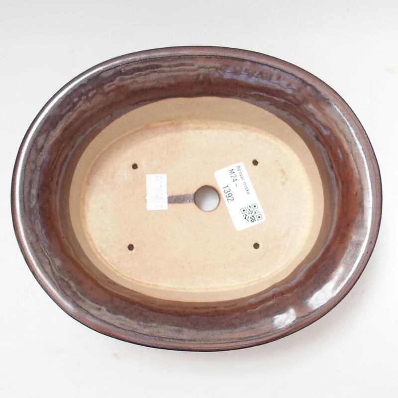 Ceramic bonsai bowl 19.5 x 16 x 6.5 cm, color brown