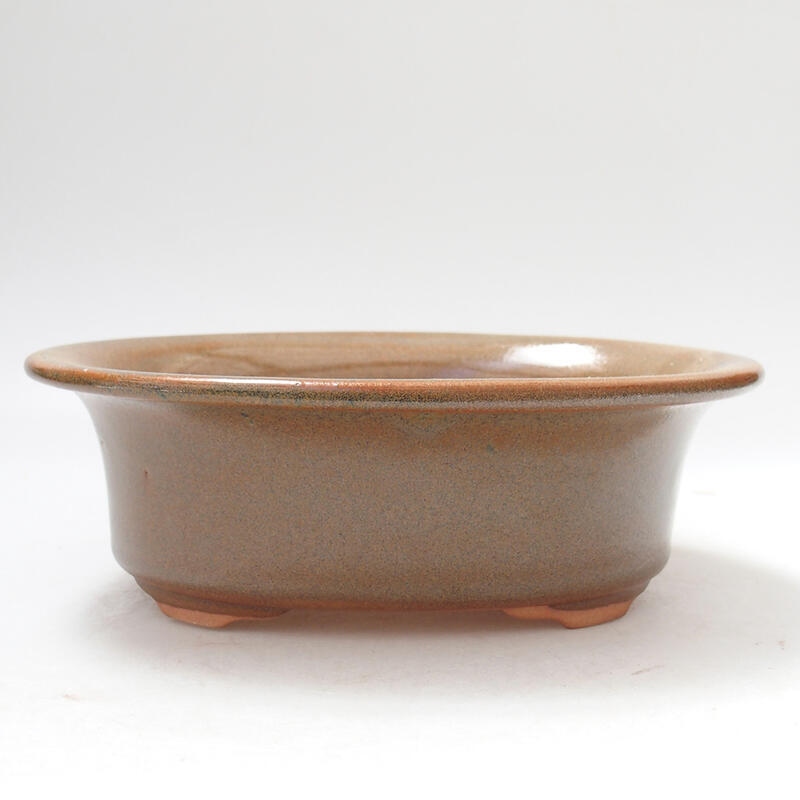 Ceramic bonsai bowl 19.5 x 16 x 6.5 cm, color brown