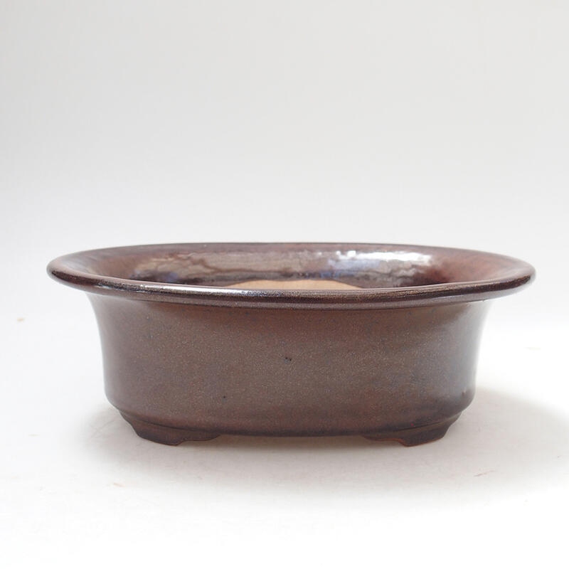 Ceramic bonsai bowl 19.5 x 16 x 6.5 cm, color brown