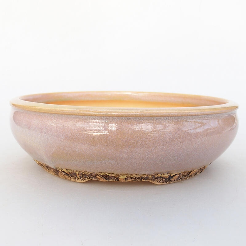 Ceramic bonsai bowl 19.5 x 19.5 x 5.5 cm, pink color