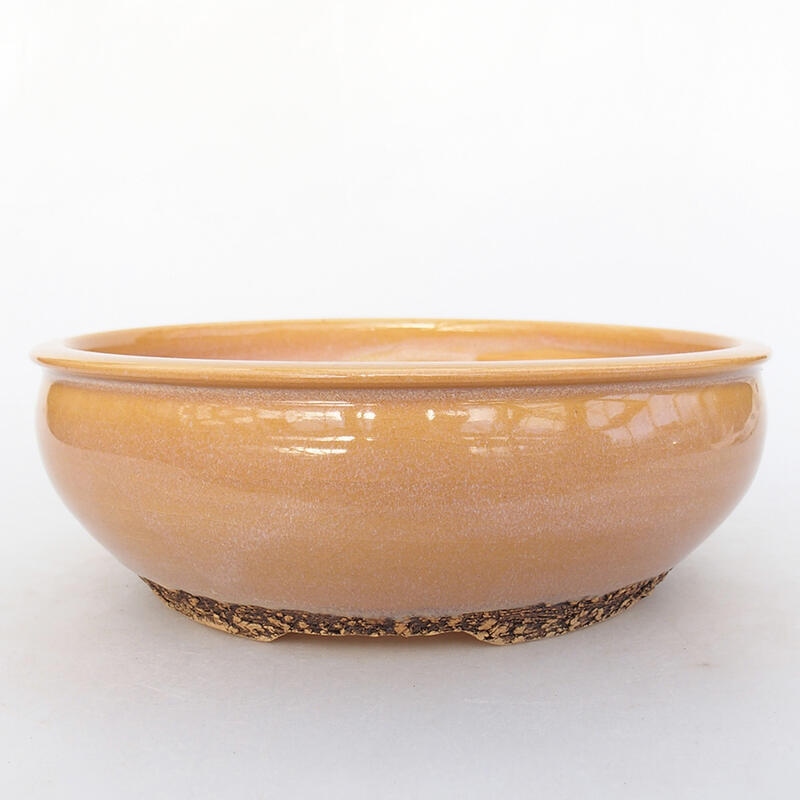 Ceramic bonsai bowl 19.5 x 19.5 x 6.5 cm, yellow color