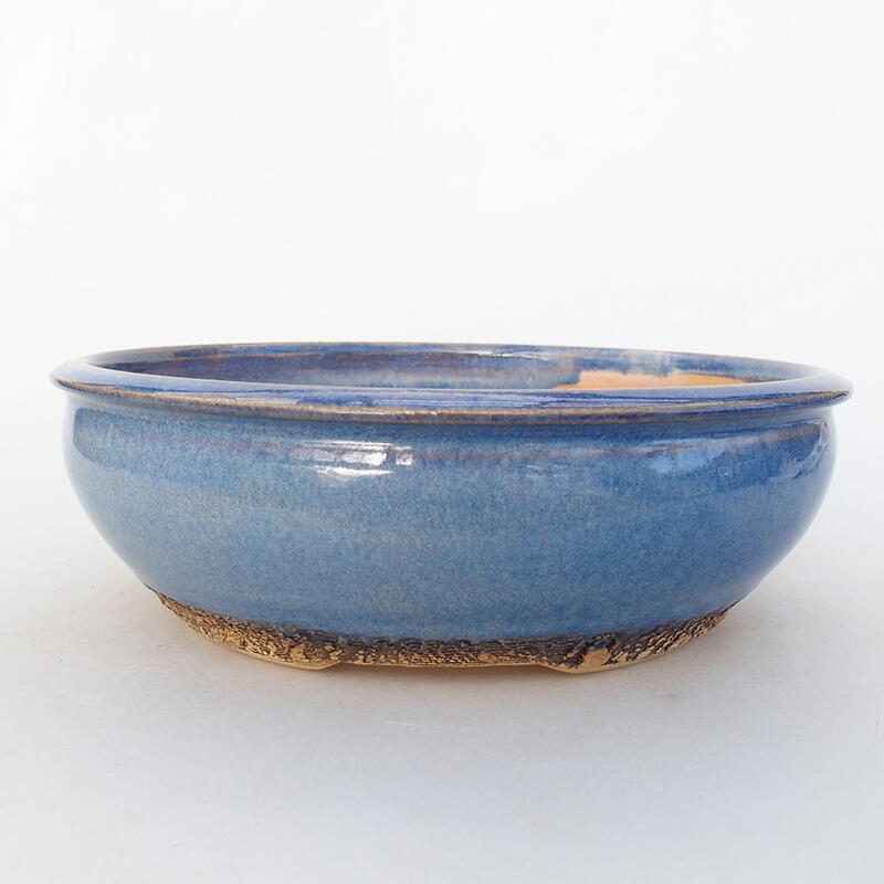 Ceramic bonsai bowl 19.5 x 19.5 x 6 cm, blue color