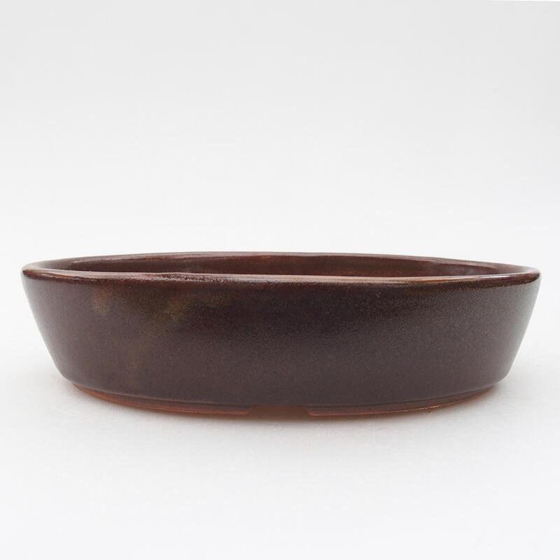 Ceramic bonsai bowl 19 x 13,5 x 4,5 cm, colour brown