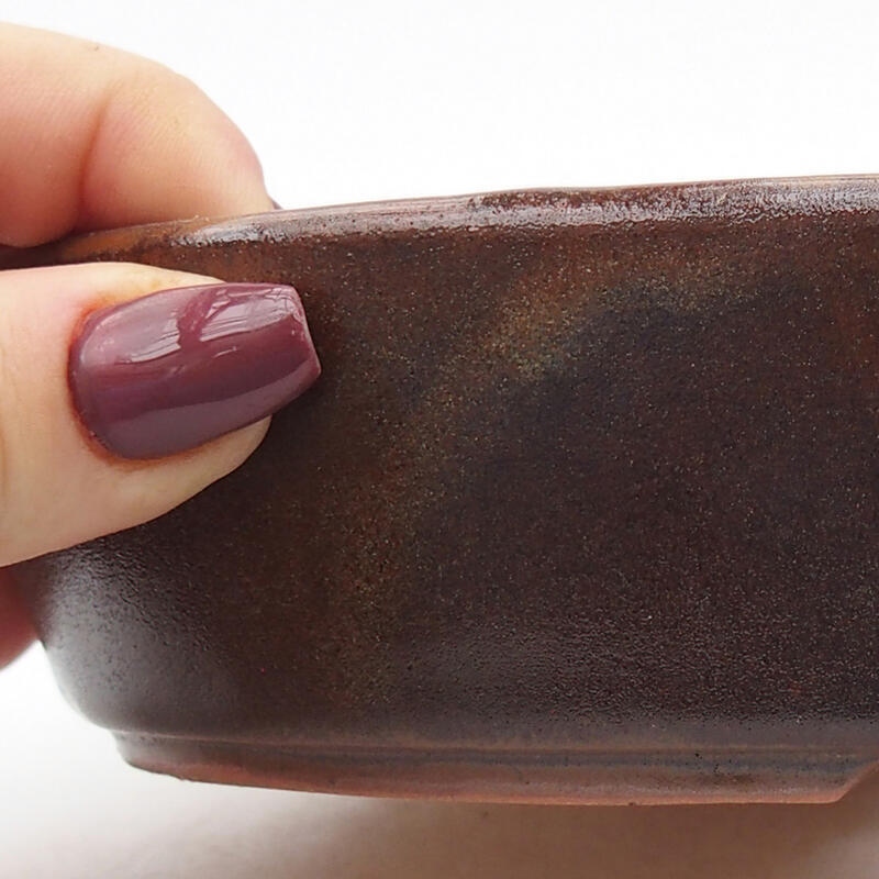 Ceramic bonsai bowl 19 x 13,5 x 4,5 cm, colour brown