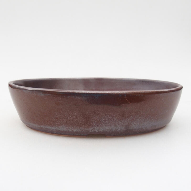 Ceramic bonsai bowl 19 x 13,5 x 4,5 cm, colour brown