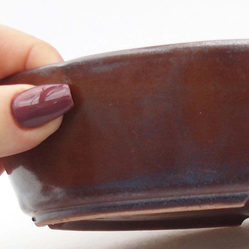 Ceramic bonsai bowl 19 x 13,5 x 4,5 cm, colour brown