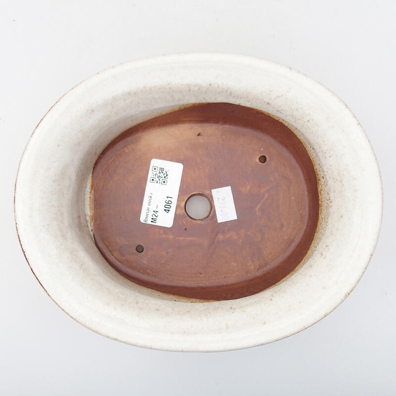 Ceramic bonsai bowl 19 x 15,5 x 6 cm, colour white