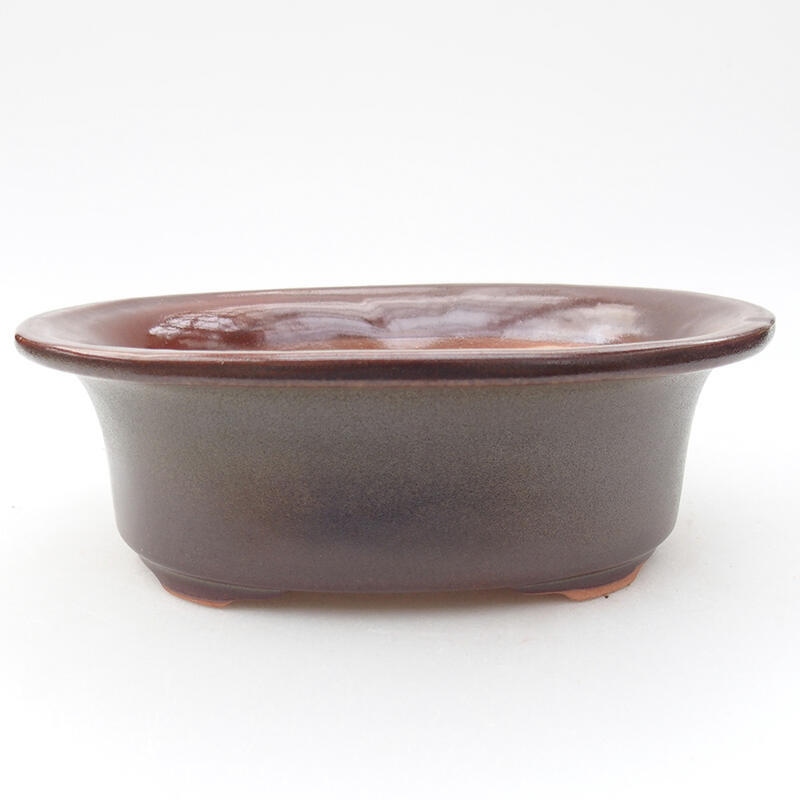 Ceramic bonsai bowl 19 x 15,5 x 6 cm, colour brown