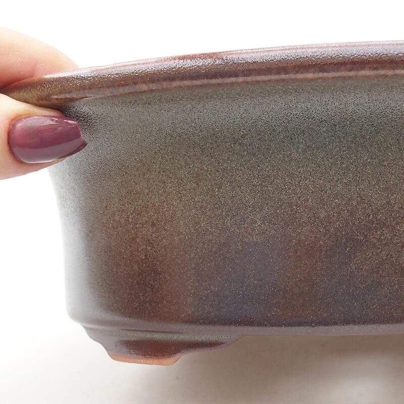 Ceramic bonsai bowl 19 x 15,5 x 6 cm, colour brown