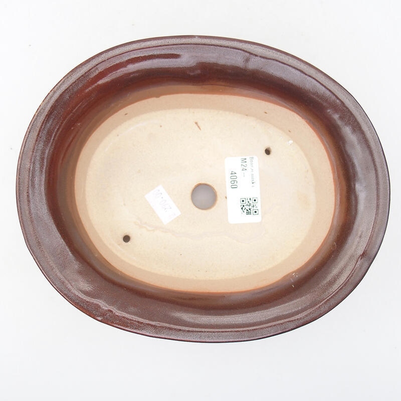 Ceramic bonsai bowl 19 x 15,5 x 6 cm, colour brown