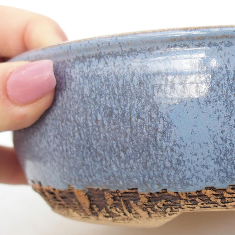 Ceramic bonsai bowl 19 x 19 x 5.5 cm, blue color