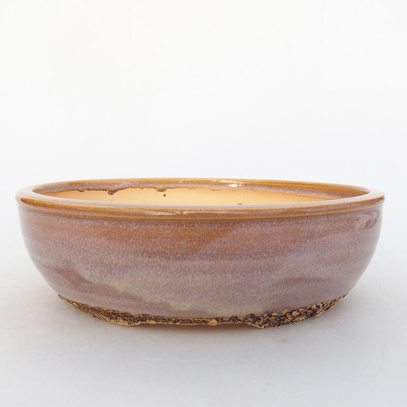 Ceramic bonsai bowl 19 x 19 x 5.5 cm, pink color