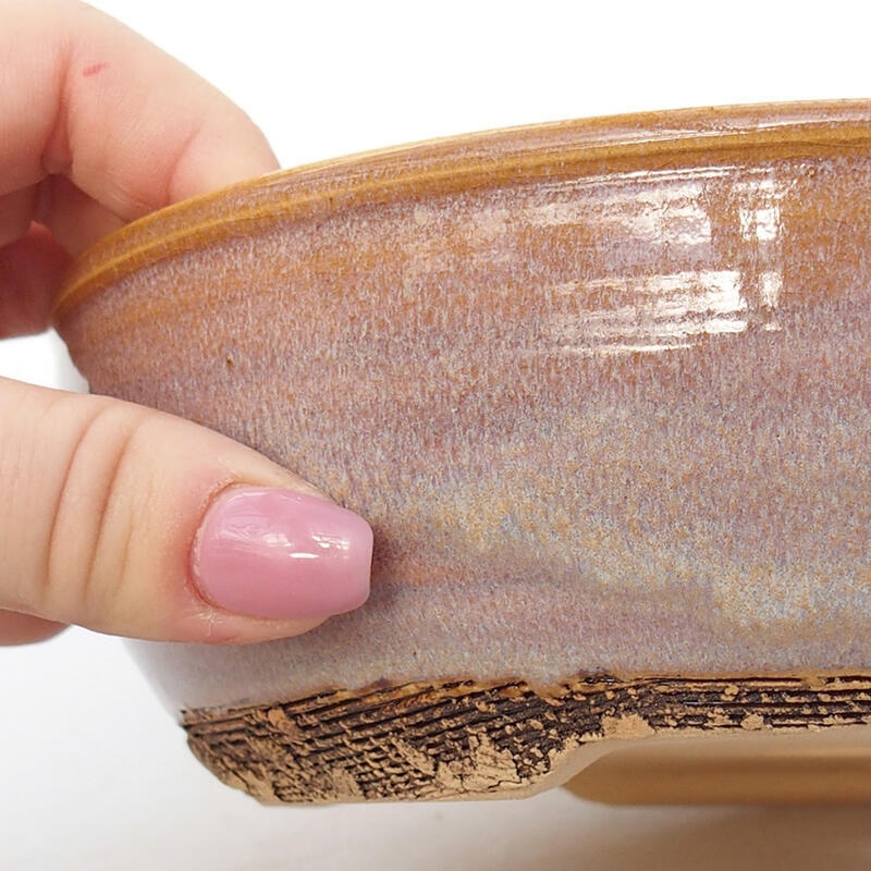 Ceramic bonsai bowl 19 x 19 x 5.5 cm, pink color