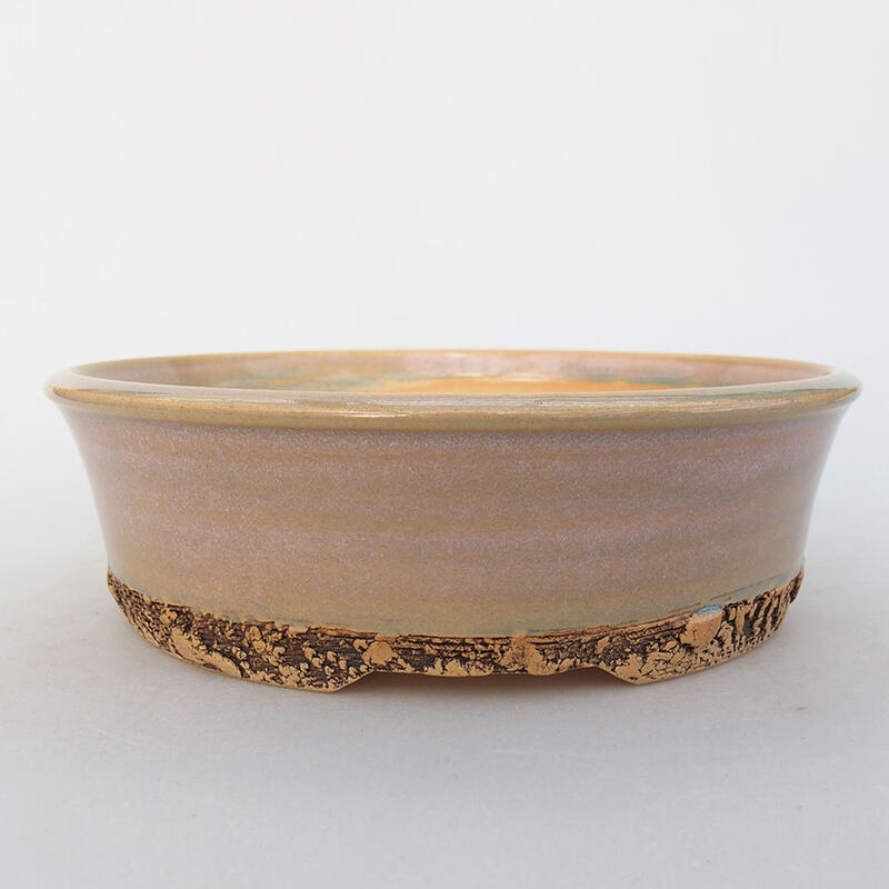 Ceramic bonsai bowl 19 x 19 x 5.5 cm, pink color