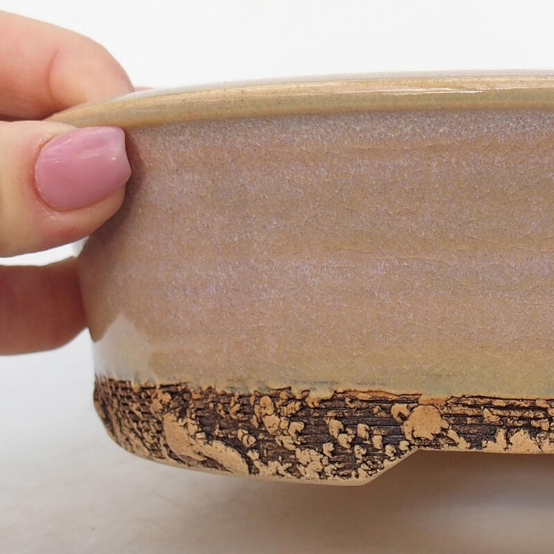 Ceramic bonsai bowl 19 x 19 x 5.5 cm, pink color