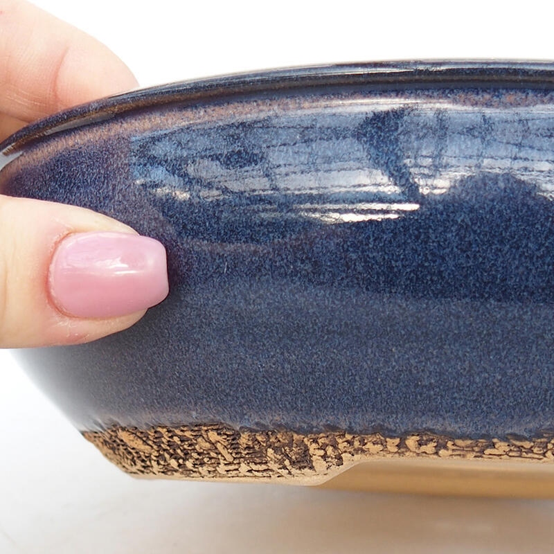 Ceramic bonsai bowl 19 x 19 x 5 cm, blue color