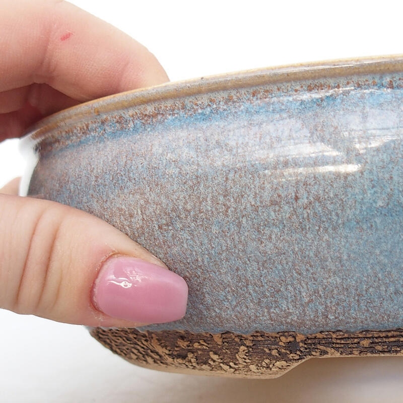 Ceramic bonsai bowl 19 x 19 x 5 cm, blue color