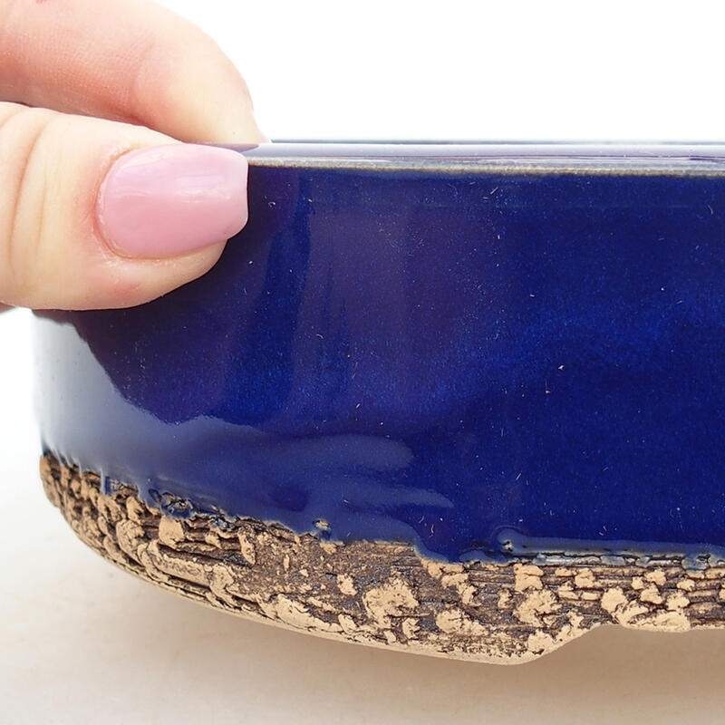 Ceramic bonsai bowl 19 x 19 x 5 cm, blue color