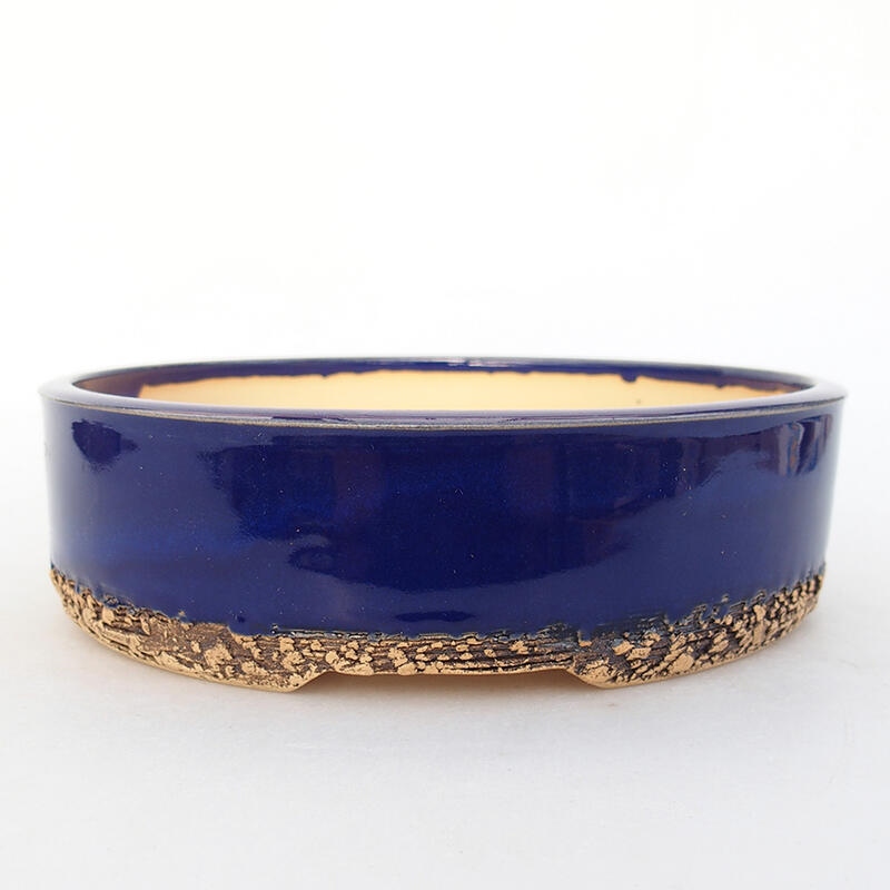 Ceramic bonsai bowl 19 x 19 x 5 cm, blue color