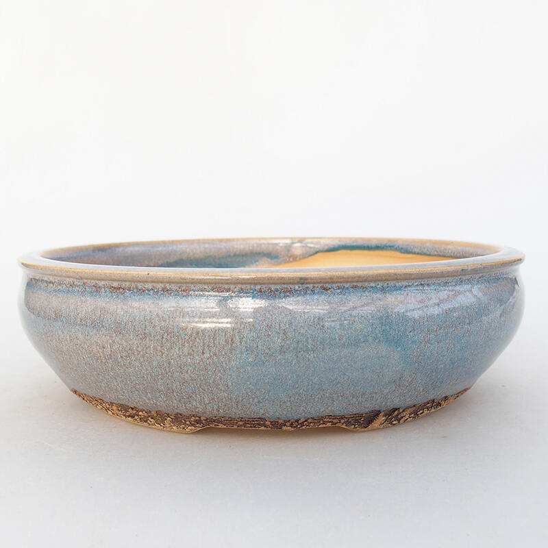 Ceramic bonsai bowl 19 x 19 x 5 cm, blue color