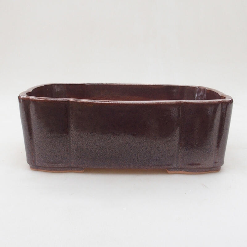 Ceramic bonsai bowl 20.5 x 17.5 x 7 cm, color brown