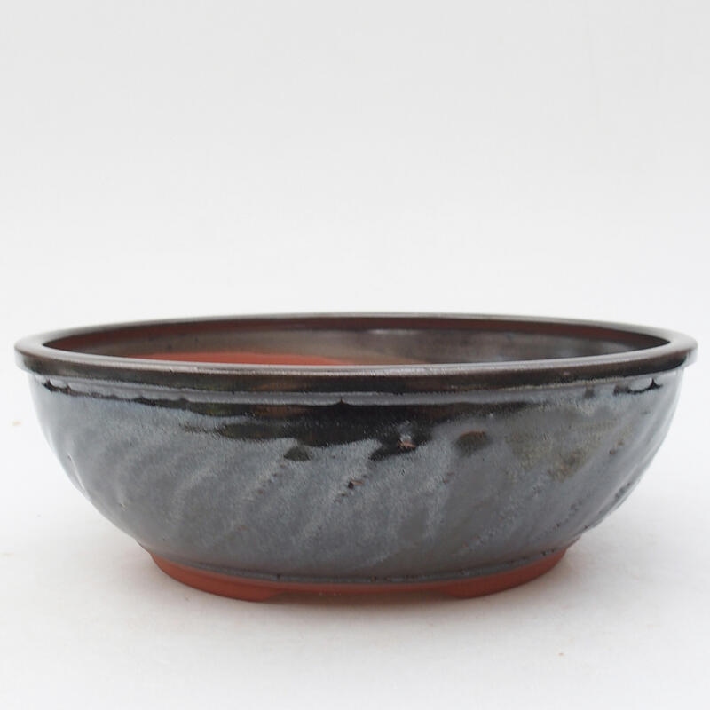 Ceramic bonsai bowl 20.5 x 20.5 x 6.5 cm, metallic color