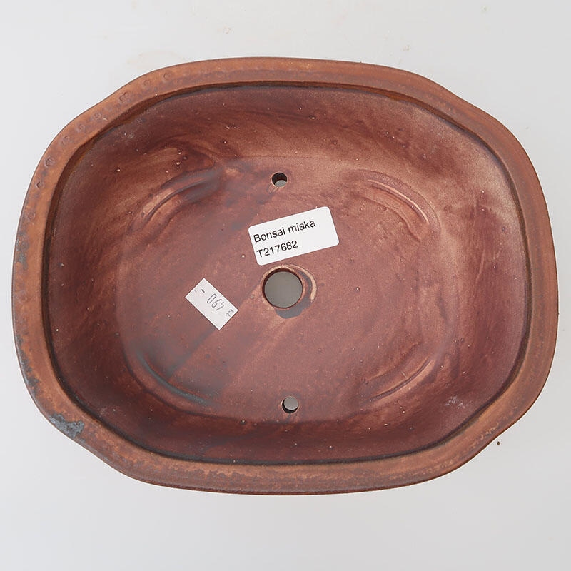 Ceramic bonsai bowl 20 x 16 x 6.5 cm, color brown