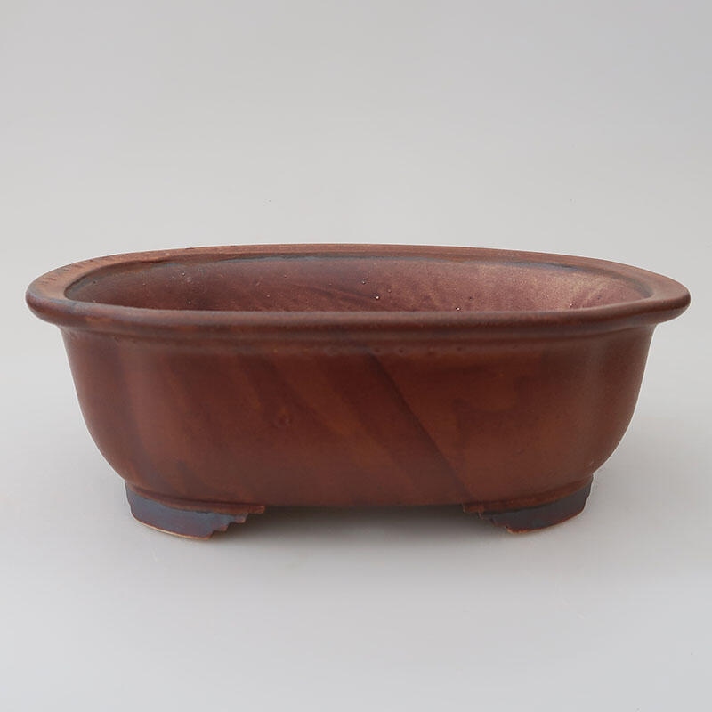 Ceramic bonsai bowl 20 x 16 x 6.5 cm, color brown