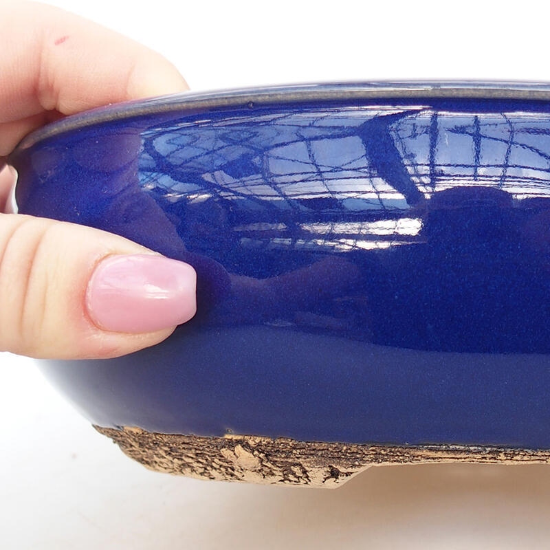 Ceramic bonsai bowl 20 x 20 x 6 cm, blue color