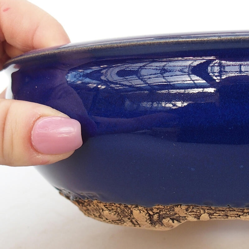 Ceramic bonsai bowl 20 x 20 x 6 cm, blue color