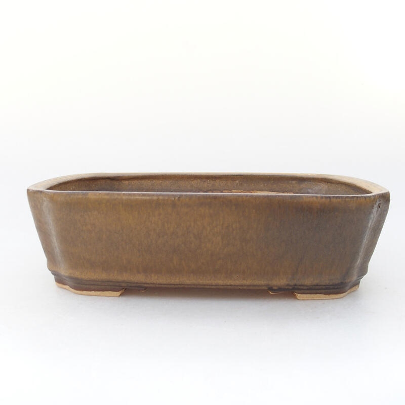 Ceramic bonsai bowl 21.5 x 18 x 6 cm, brown