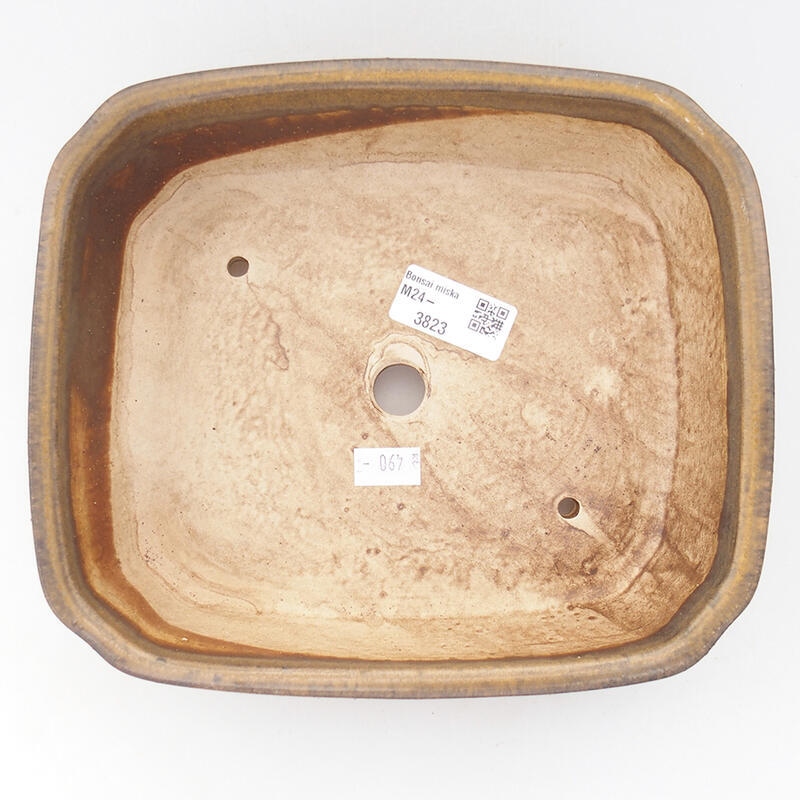 Ceramic bonsai bowl 21.5 x 18 x 6 cm, brown