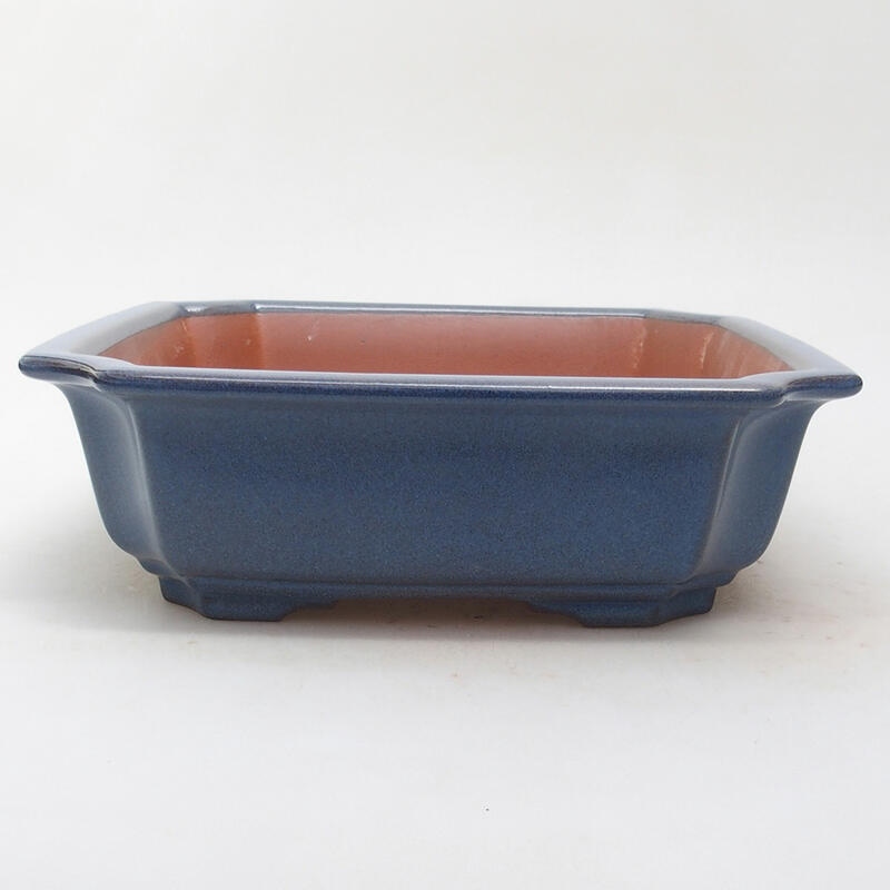 Ceramic bonsai bowl 21.5 x 21.5 x 6.5 cm, color blue