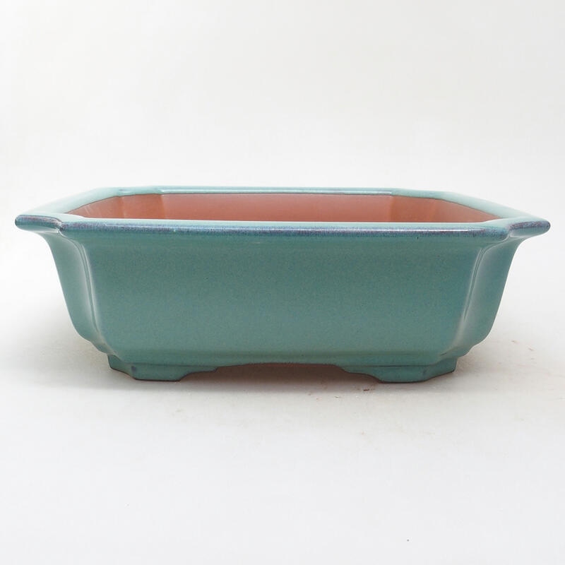 Ceramic bonsai bowl 21.5 x 21.5 x 6.5 cm, color green