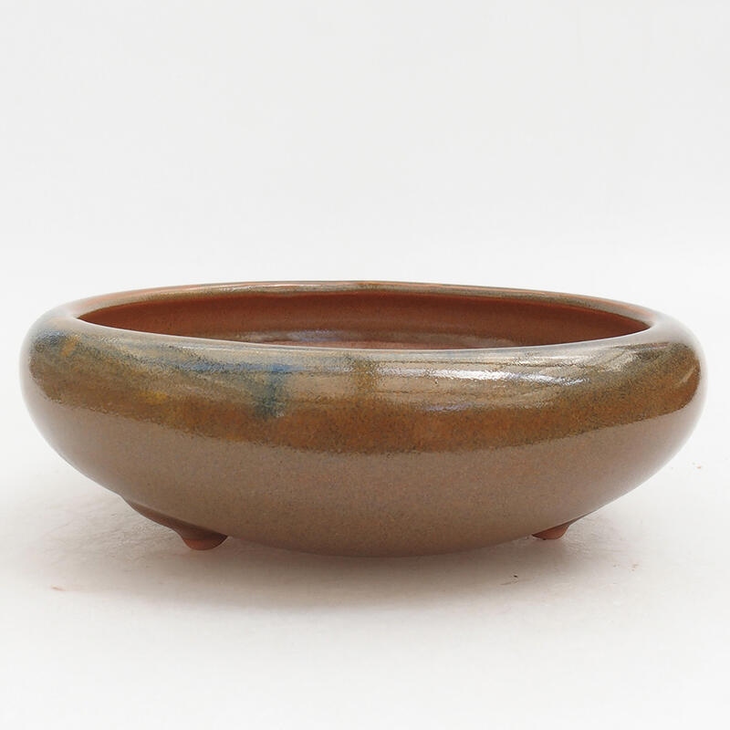 Ceramic bonsai bowl 21 x 21 x 6.5 cm, color brown