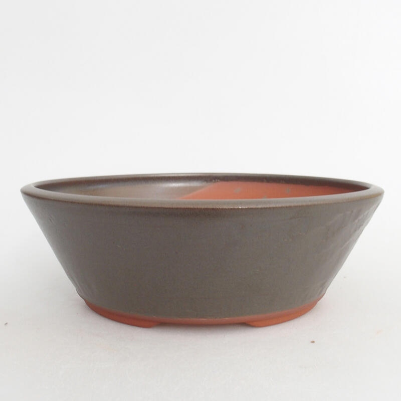 Ceramic bonsai bowl 21 x 21 x 6.5 cm, metallic color