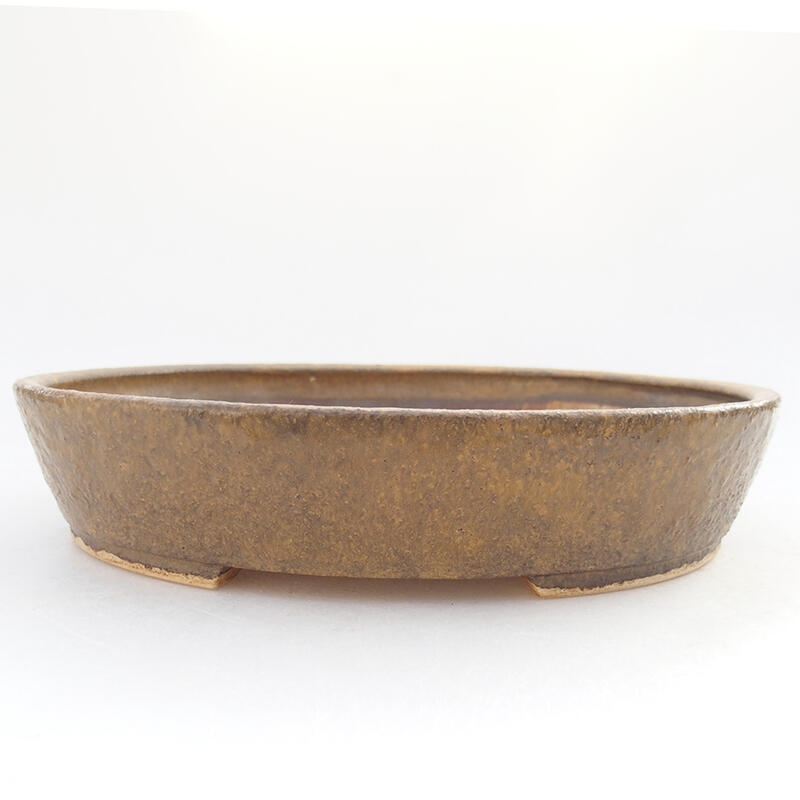 Ceramic bonsai bowl 22 x 20 x 4.5 cm, brown