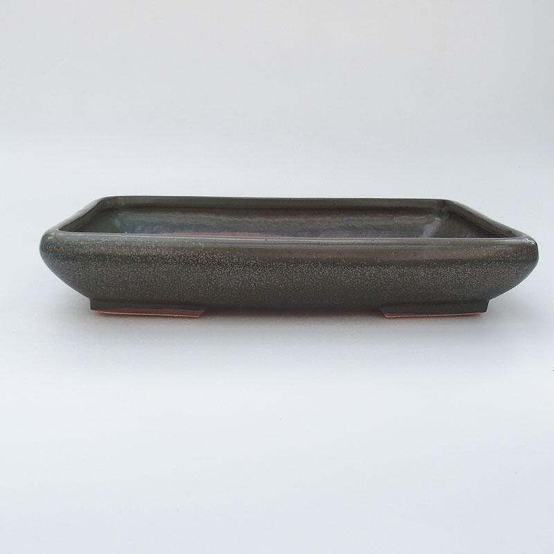 Ceramic bonsai bowl 23.5 x 17 x 4 cm, color gray