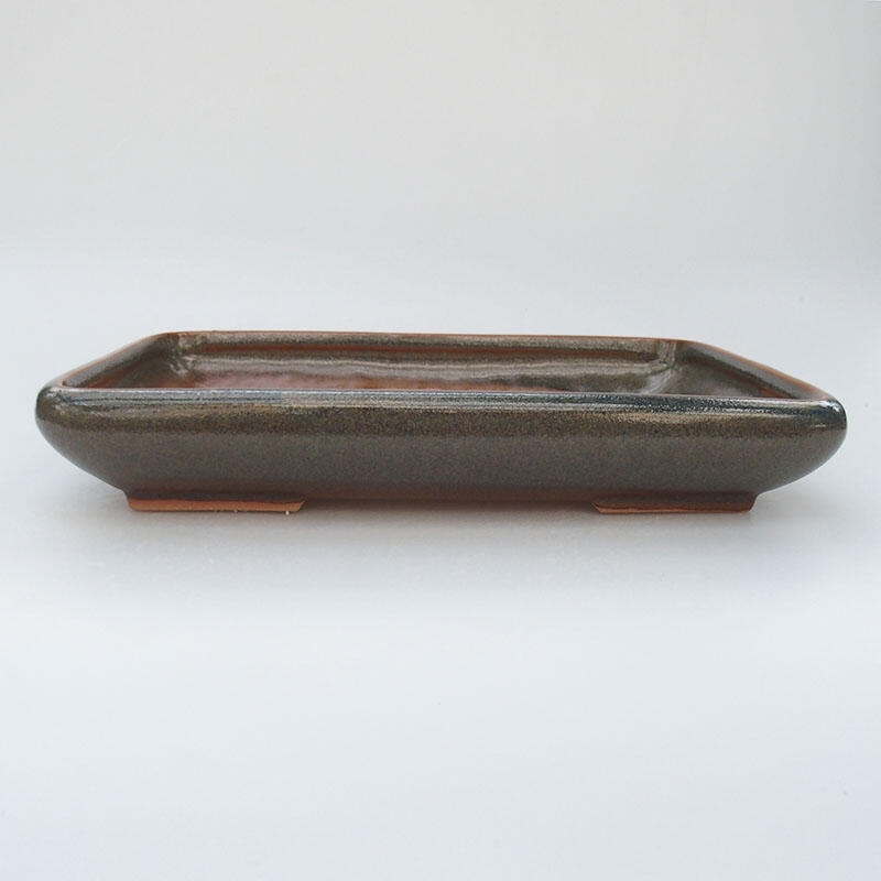 Ceramic bonsai bowl 23.5 x 17 x 4 cm, color gray