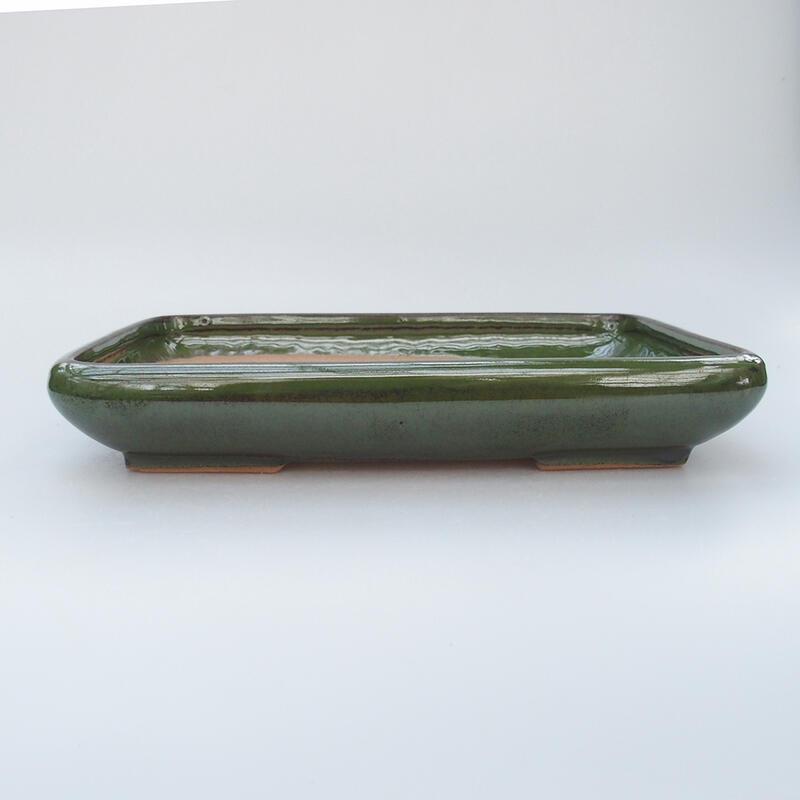 Ceramic bonsai bowl 23.5 x 17 x 4 cm, color green