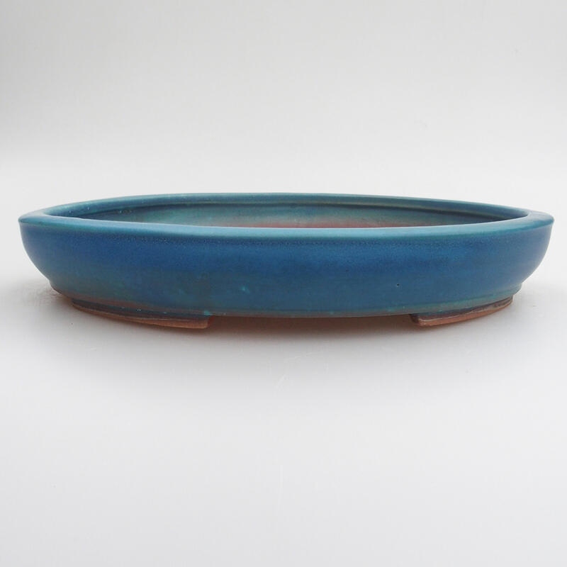 Ceramic bonsai bowl 23.5 x 18.5 x 3.5 cm, color blue