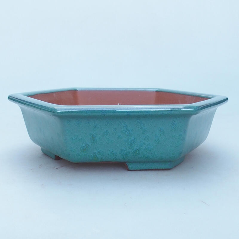 Ceramic bonsai bowl 23 x 21 x 6 cm, color green