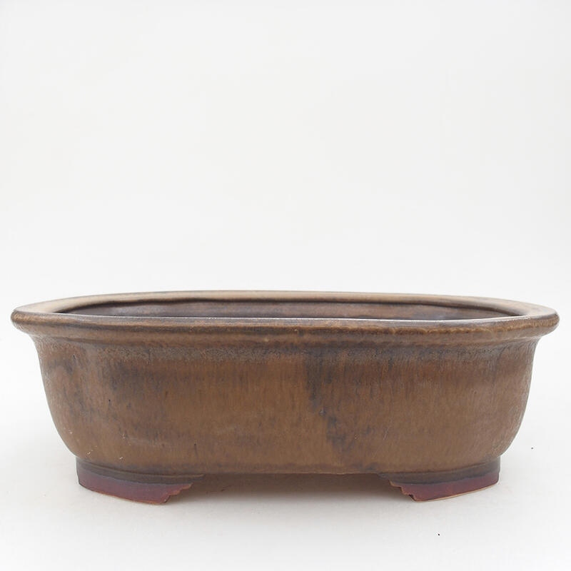 Ceramic bonsai bowl 25.5 x 22 x 7.5 cm, color brown