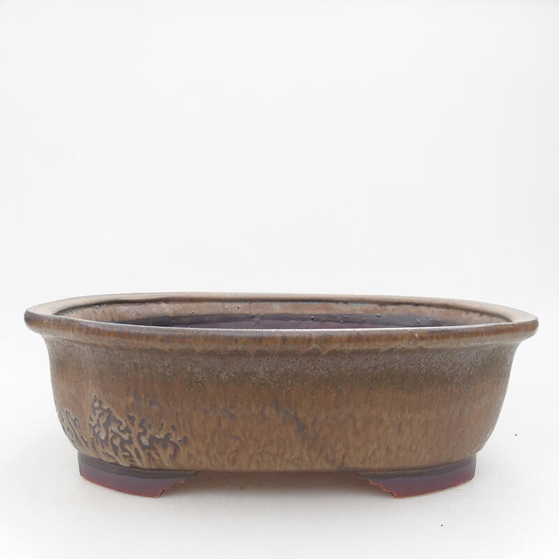 Ceramic bonsai bowl 25.5 x 22 x 7.5 cm, color brown