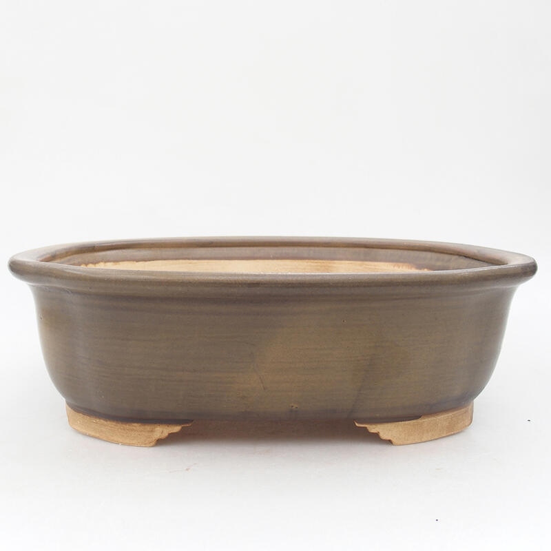 Ceramic bonsai bowl 25.5 x 22 x 7.5 cm, color brown