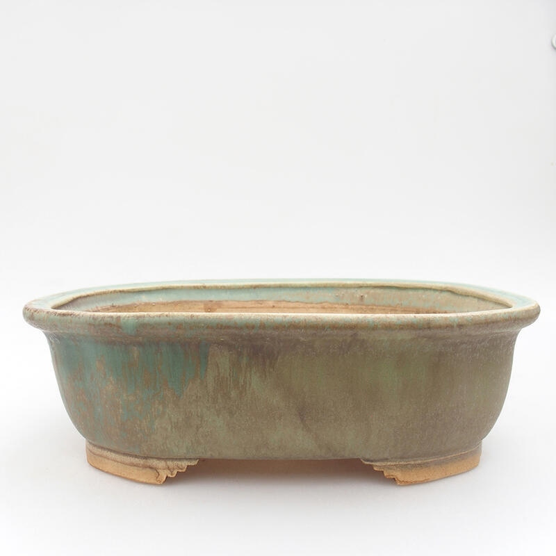 Ceramic bonsai bowl 25.5 x 22 x 7.5 cm, color green